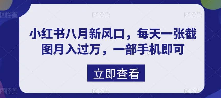 八月新风口，小红书虚拟项目一天收入1000+，实战揭秘风钥吧-网创项目资源站-副业项目-创业项目-搞钱项目风钥吧