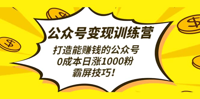 公众号变现训练营（第3期）风钥吧-网创项目资源站-副业项目-创业项目-搞钱项目风钥吧