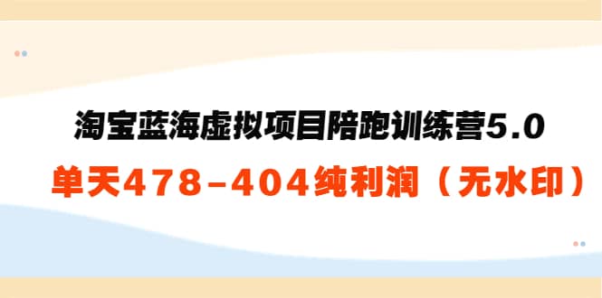 淘宝蓝海虚拟项目陪跑训练营5.0：单天478纯利润（无水印）风钥吧-网创项目资源站-副业项目-创业项目-搞钱项目风钥吧