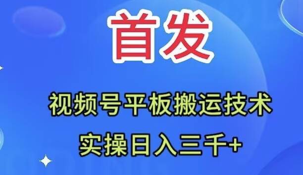全网首发：视频号平板搬运技术，实操日入三千＋风钥吧-网创项目资源站-副业项目-创业项目-搞钱项目风钥吧