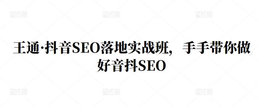 王通·抖音SEO落地实战班，手‬手带你做好音抖‬‬SEO风钥吧-网创项目资源站-副业项目-创业项目-搞钱项目风钥吧