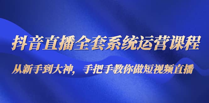 抖音直播全套系统运营课程：从新手到大神，手把手教你做直播短视频风钥吧-网创项目资源站-副业项目-创业项目-搞钱项目风钥吧