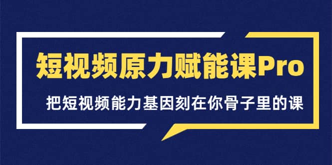 短视频原力赋能课Pro，把短视频能力基因刻在你骨子里的课（价值4999元）风钥吧-网创项目资源站-副业项目-创业项目-搞钱项目风钥吧