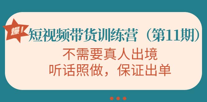 短视频带货训练营（第11期），不需要真人出境，听话照做，保证出单风钥吧-网创项目资源站-副业项目-创业项目-搞钱项目风钥吧