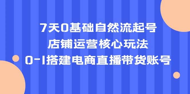 7天0基础自然流起号，店铺运营核心玩法，0-1搭建电商直播带货账号风钥吧-网创项目资源站-副业项目-创业项目-搞钱项目风钥吧