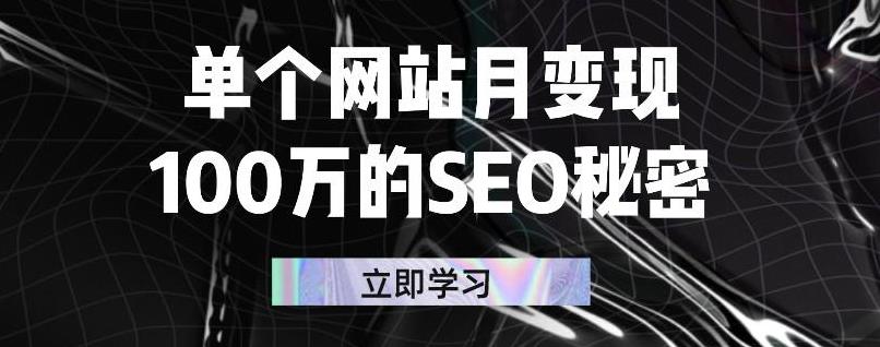 单个网站月变现100万的SEO秘密，百分百做出赚钱站点风钥吧-网创项目资源站-副业项目-创业项目-搞钱项目风钥吧