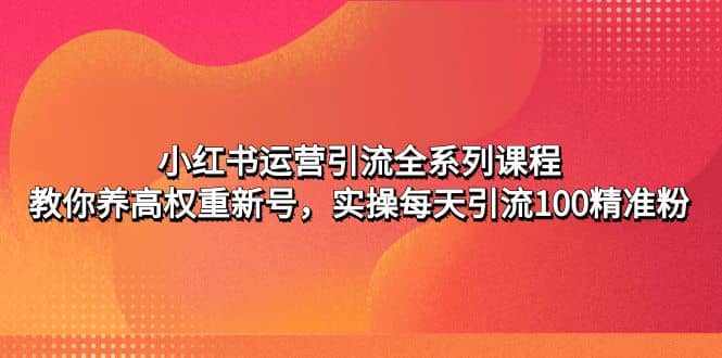 小红书运营引流全系列课程：教你养高权重新号风钥吧-网创项目资源站-副业项目-创业项目-搞钱项目风钥吧