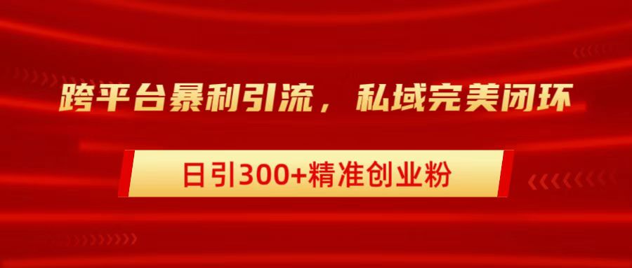 跨平台暴力引流，私域完美闭环，日引300+精准创业粉风钥吧-网创项目资源站-副业项目-创业项目-搞钱项目风钥吧