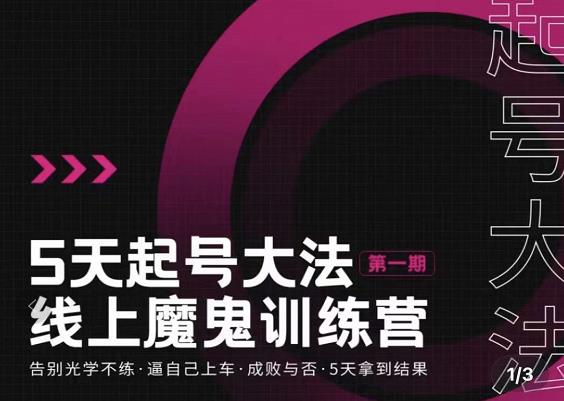 五天起号魔鬼训练营，告别光学不练，逼自己上车，成败与否，5天拿到结果风钥吧-网创项目资源站-副业项目-创业项目-搞钱项目风钥吧