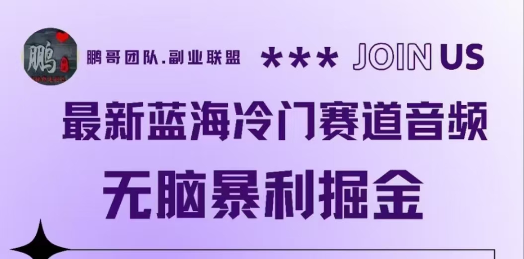 最新蓝海冷门赛道音频，无脑暴利掘金风钥吧-网创项目资源站-副业项目-创业项目-搞钱项目风钥吧