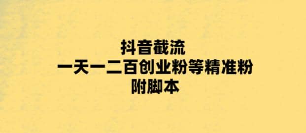最新抖音截流玩法，一天轻松引流一二百创业精准粉风钥吧-网创项目资源站-副业项目-创业项目-搞钱项目风钥吧