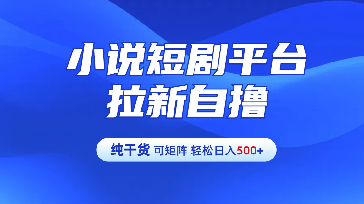 【纯干货】小说短剧平台拉新自撸玩法详解-单人轻松日入500+风钥吧-网创项目资源站-副业项目-创业项目-搞钱项目风钥吧