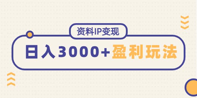 资料IP变现，持续性盈利玩法风钥吧-网创项目资源站-副业项目-创业项目-搞钱项目风钥吧