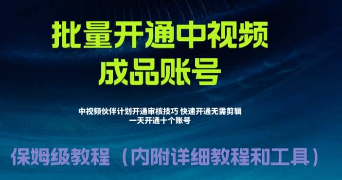 外面收费1980暴力开通中视频计划教程，附 快速通过中视频伙伴计划的办法风钥吧-网创项目资源站-副业项目-创业项目-搞钱项目风钥吧