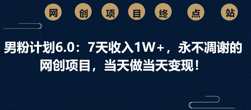 男粉计划6.0：7天收入1W+，永不凋谢的网创项目，当天做当天变现！风钥吧-网创项目资源站-副业项目-创业项目-搞钱项目风钥吧