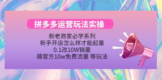 多多运营玩法实操风钥吧-网创项目资源站-副业项目-创业项目-搞钱项目风钥吧
