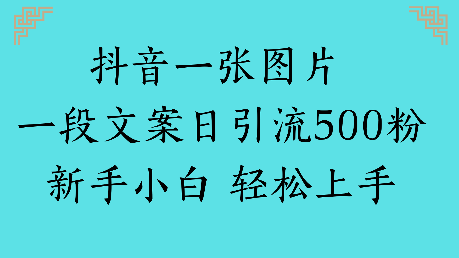 抖音一张图片 一段文案日引流500粉新手小白 轻松上手风钥吧-网创项目资源站-副业项目-创业项目-搞钱项目风钥吧