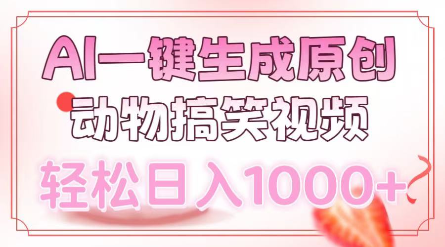 AI一键生成原创动物搞笑视频，轻松日入1000+风钥吧-网创项目资源站-副业项目-创业项目-搞钱项目风钥吧