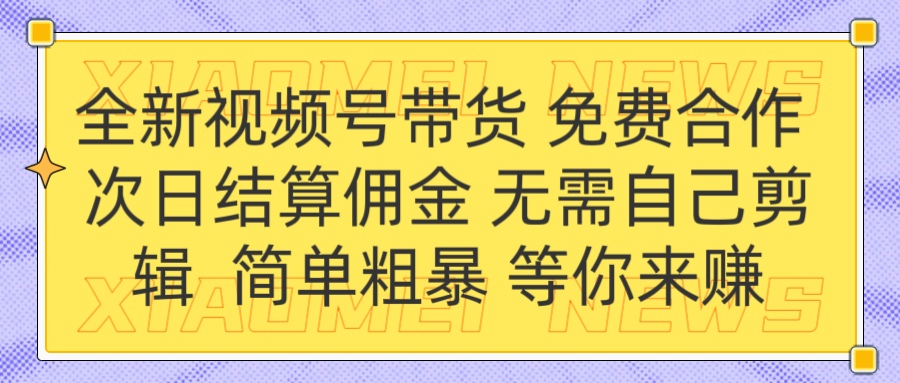 全新视频号 免费合作 佣金次日结算 无需自己剪辑风钥吧-网创项目资源站-副业项目-创业项目-搞钱项目风钥吧