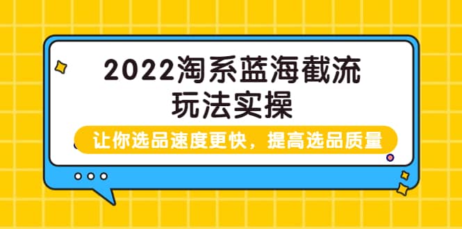 2022淘系蓝海截流玩法实操：让你选品速度更快，提高选品质量（价值599）风钥吧-网创项目资源站-副业项目-创业项目-搞钱项目风钥吧