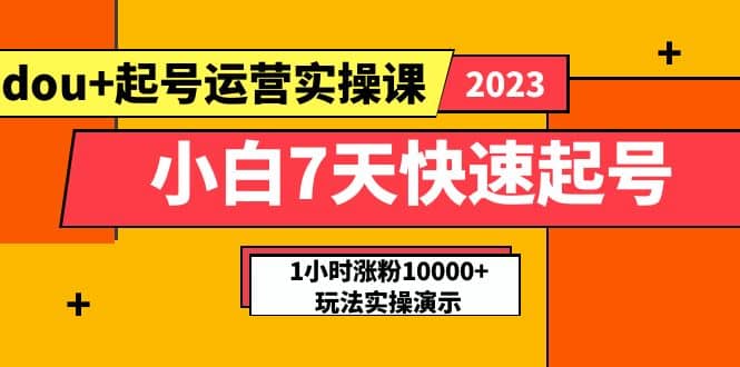 小白7天快速起号：dou+起号运营实操课，实战1小时涨粉10000+玩法演示风钥吧-网创项目资源站-副业项目-创业项目-搞钱项目风钥吧