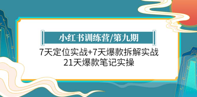 小红书训练营/第九期：7天定位实战+7天爆款拆解实战，21天爆款笔记实操风钥吧-网创项目资源站-副业项目-创业项目-搞钱项目风钥吧
