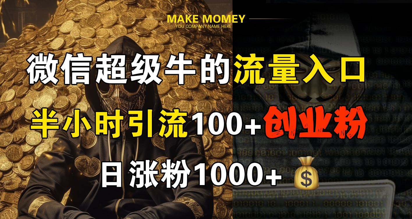 微信超级牛的流量入口，半小时引流100+创业粉，日涨粉1000+风钥吧-网创项目资源站-副业项目-创业项目-搞钱项目风钥吧