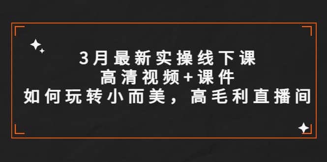 3月最新实操线下课高清视频+课件，如何玩转小而美，高毛利直播间风钥吧-网创项目资源站-副业项目-创业项目-搞钱项目风钥吧