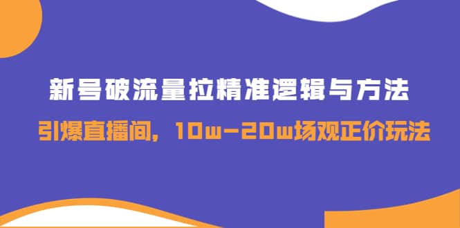 新号破流量拉精准逻辑与方法，引爆直播间，10w-20w场观正价玩法风钥吧-网创项目资源站-副业项目-创业项目-搞钱项目风钥吧