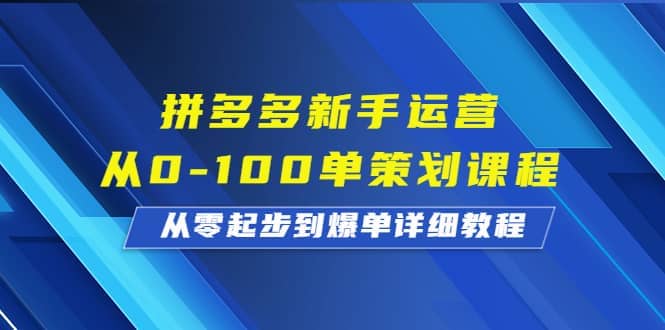 拼多多新手运营从0-100单策划课程，从零起步到爆单详细教程风钥吧-网创项目资源站-副业项目-创业项目-搞钱项目风钥吧
