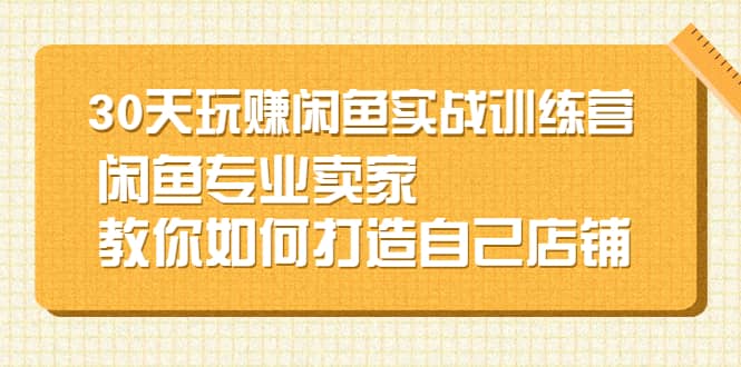 30天玩赚闲鱼实战训练营，闲鱼专业卖家教你如何打造自己店铺风钥吧-网创项目资源站-副业项目-创业项目-搞钱项目风钥吧