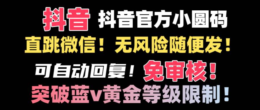 抖音二维码直跳微信技术！站内随便发不违规！！风钥吧-网创项目资源站-副业项目-创业项目-搞钱项目风钥吧