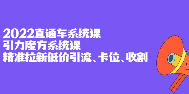 2022直通车系统课+引力魔方系统课，精准拉新低价引流、卡位、收割风钥吧-网创项目资源站-副业项目-创业项目-搞钱项目风钥吧