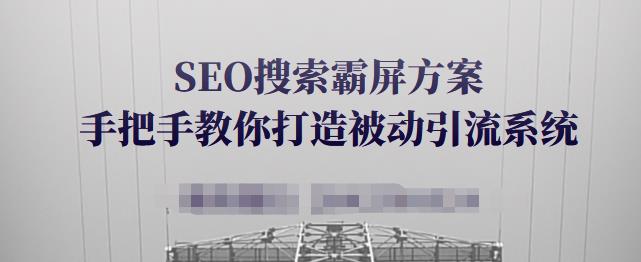SEO搜索霸屏方案，手把手教你打造被动引流系统【视频课程】风钥吧-网创项目资源站-副业项目-创业项目-搞钱项目风钥吧
