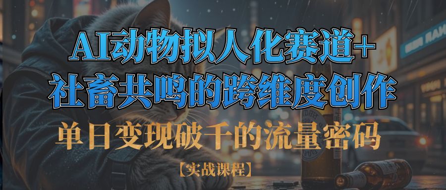 单日变现破千的流量密码,AI动物拟人化赛道+社畜共鸣的跨维度创作风钥吧-网创项目资源站-副业项目-创业项目-搞钱项目风钥吧