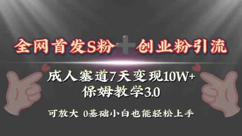 全网首发s粉加创业粉引流变现，成人用品赛道7天变现10w+保姆教学3.0风钥吧-网创项目资源站-副业项目-创业项目-搞钱项目风钥吧