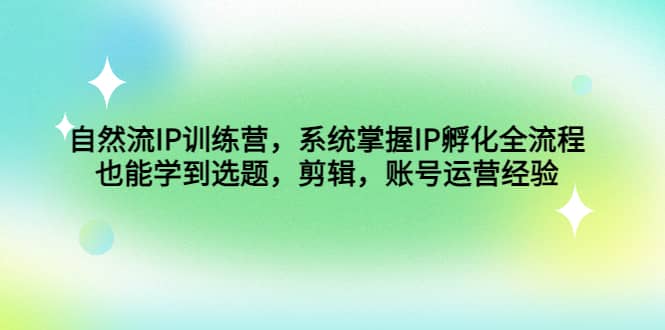 自然流IP训练营，系统掌握IP孵化全流程，也能学到选题，剪辑，账号运营经验风钥吧-网创项目资源站-副业项目-创业项目-搞钱项目风钥吧