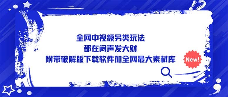 全网中视频另类玩法，都在闷声发大财，附带下载软件加全网最大素材库风钥吧-网创项目资源站-副业项目-创业项目-搞钱项目风钥吧