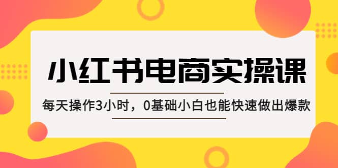 小红书·电商实操课：每天操作3小时，0基础小白也能快速做出爆款风钥吧-网创项目资源站-副业项目-创业项目-搞钱项目风钥吧