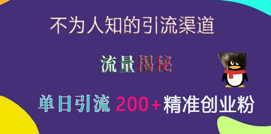 不为人知的引流渠道，流量揭秘，实测单日引流200+精准创业粉风钥吧-网创项目资源站-副业项目-创业项目-搞钱项目风钥吧