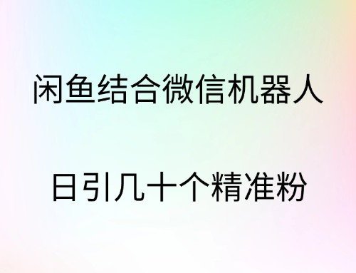 闲鱼结合微信机器人，日引几十个精准粉风钥吧-网创项目资源站-副业项目-创业项目-搞钱项目风钥吧