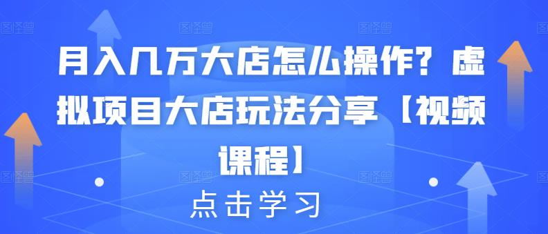月入几万大店怎么操作？虚拟项目大店玩法分享【视频课程】风钥吧-网创项目资源站-副业项目-创业项目-搞钱项目风钥吧