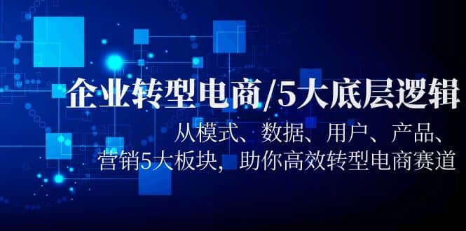 企业转型电商/5大底层逻辑，从模式 数据 用户 产品 营销5大板块，高效转型风钥吧-网创项目资源站-副业项目-创业项目-搞钱项目风钥吧