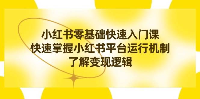 小红书0基础快速入门课，快速掌握小红书平台运行机制，了解变现逻辑风钥吧-网创项目资源站-副业项目-创业项目-搞钱项目风钥吧