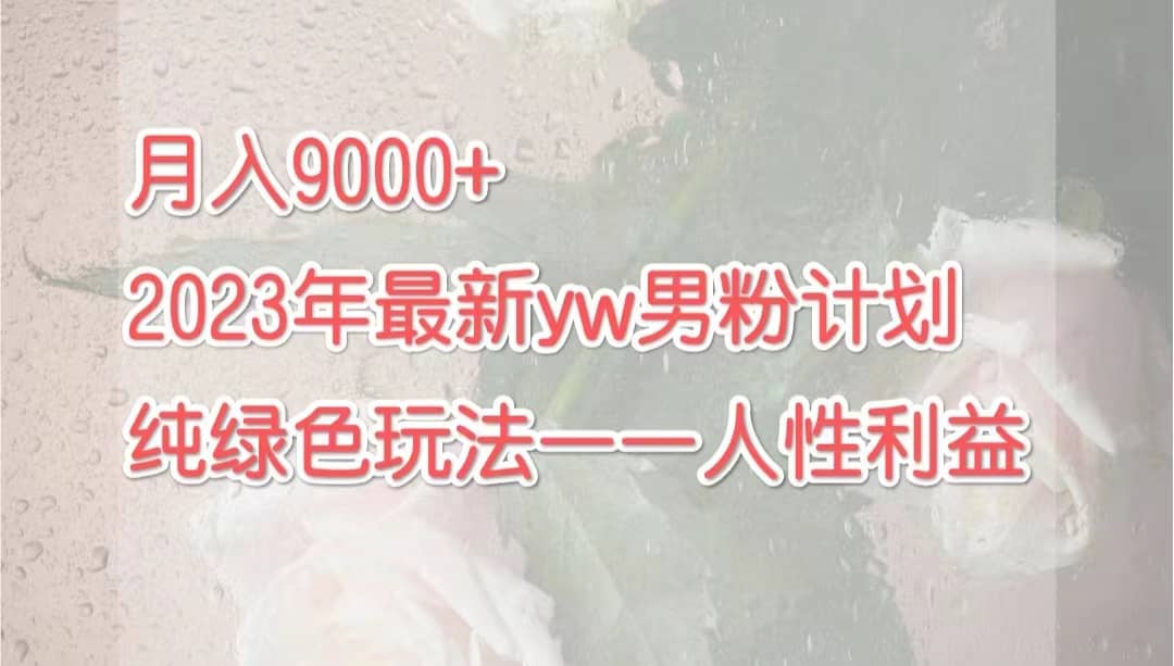 月入9000+2023年9月最新yw男粉计划绿色玩法——人性之利益风钥吧-网创项目资源站-副业项目-创业项目-搞钱项目风钥吧