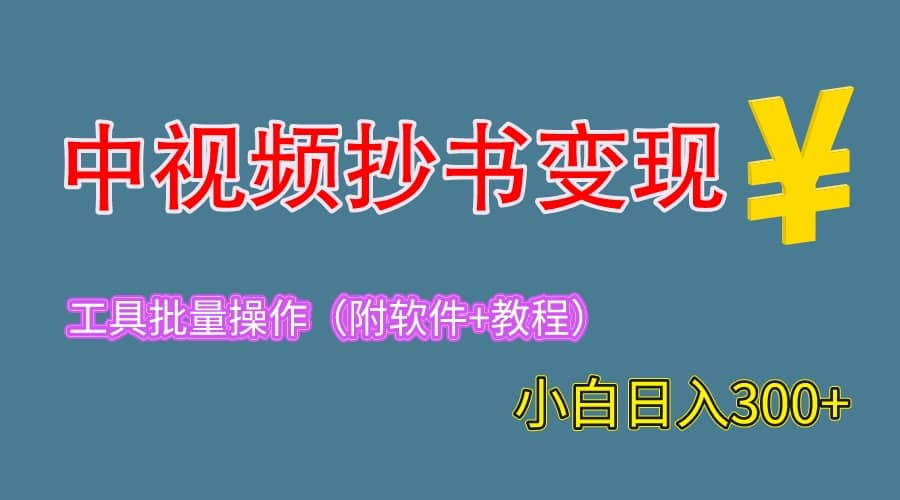 2023中视频抄书变现（附工具+教程），一天300+，特别适合新手操作的副业风钥吧-网创项目资源站-副业项目-创业项目-搞钱项目风钥吧