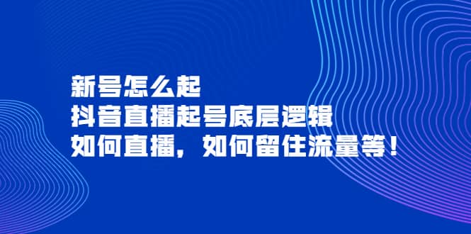 新号怎么起，抖音直播起号底层逻辑，如何直播，如何留住流量等风钥吧-网创项目资源站-副业项目-创业项目-搞钱项目风钥吧