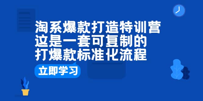 淘系爆款打造特训营：这是一套可复制的打爆款标准化流程风钥吧-网创项目资源站-副业项目-创业项目-搞钱项目风钥吧