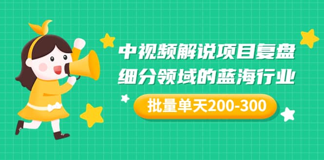 某付费文章：中视频解说项目复盘：细分领域的蓝海行业 批量单天200-300收益风钥吧-网创项目资源站-副业项目-创业项目-搞钱项目风钥吧