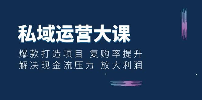 私域运营大课：爆款打造项目 复购率提升 解决现金流压力 放大利润风钥吧-网创项目资源站-副业项目-创业项目-搞钱项目风钥吧